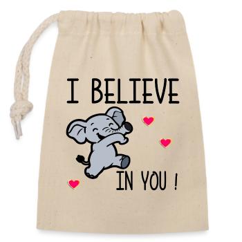 Motivation - Je crois en toi - Sac cadeau en coton avec cordon (14 x 20 cm) - nature - Devant