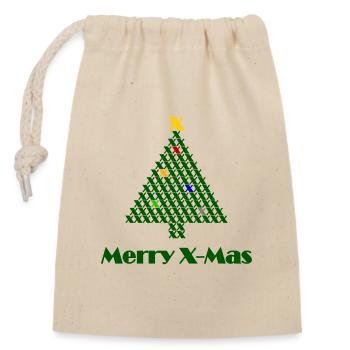 Merry X-Mas! - Closable cotton gift bag (14x20cm) - nature - Front