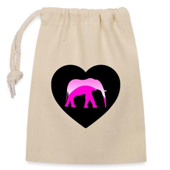 Éléphant - Sac cadeau en coton avec cordon (14 x 20 cm) - nature - Devant
