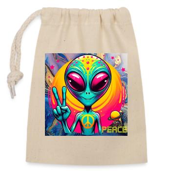 Extraterrestre psychédélique - Sac cadeau en coton avec cordon (14 x 20 cm) - nature - Devant