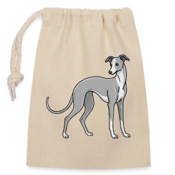 Italienisches Windspiel Windhund - Verschließbarer Geschenkbeutel aus Baumwolle (14x20cm) - Natur - Vorne