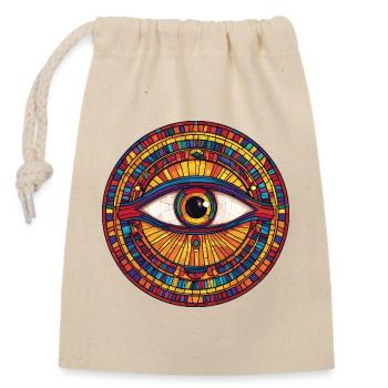 Œil en mosaïque arc-en-ciel - Sac cadeau en coton avec cordon (14 x 20 cm) - nature - Devant