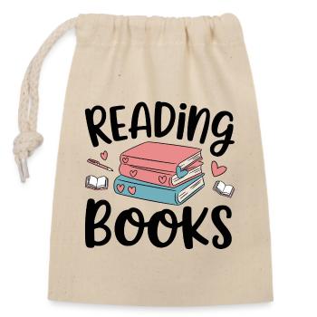 Bücher lesen - Verschließbarer Geschenkbeutel aus Baumwolle (14x20cm) - Natur - Vorne