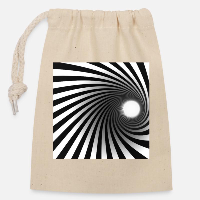 Vortex en spirale noir blanc - Sac cadeau en coton avec cordon (14 x 20 cm) - nature