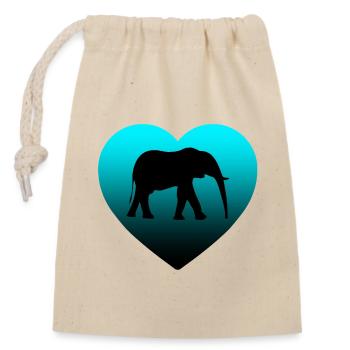 Éléphant - Sac cadeau en coton avec cordon (14 x 20 cm) - nature - Devant