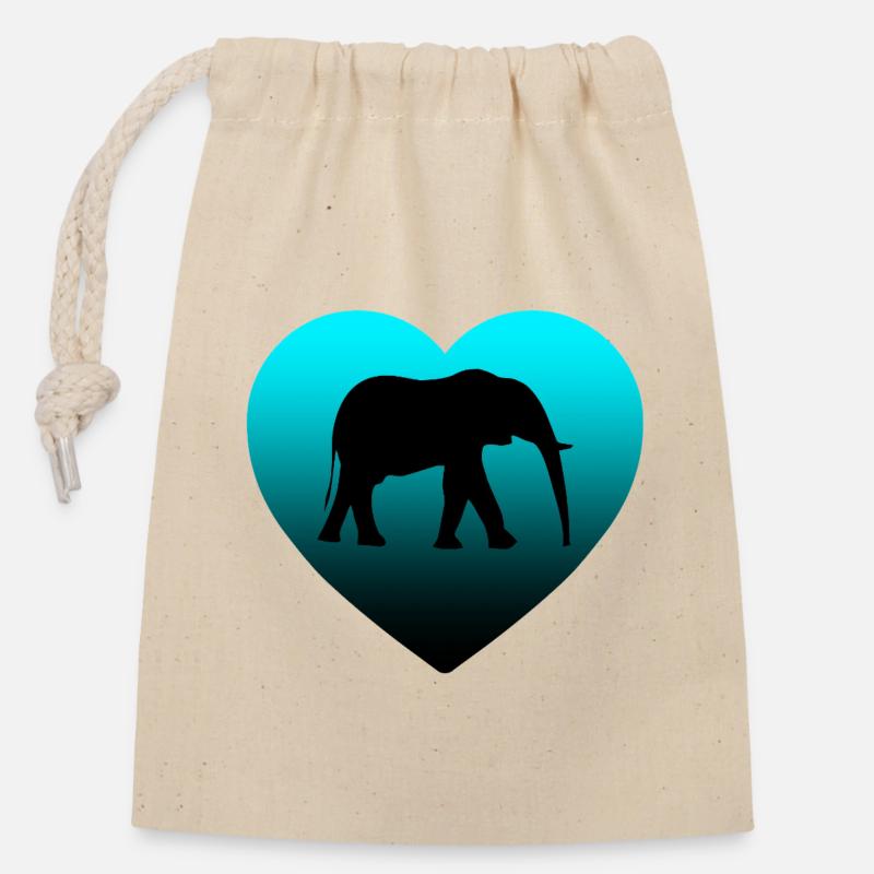 Elephant - Closable cotton gift bag (14x20cm) - nature