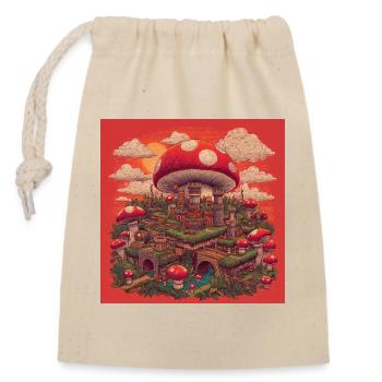 Mushroom Kingdom II - Verschließbarer Geschenkbeutel aus Baumwolle (14x20cm) - Natur - Vorne
