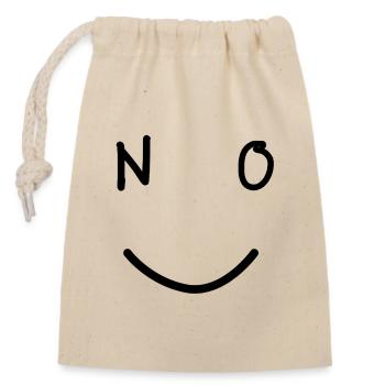NO Smile Minimalistisch Gute Laune Design - Verschließbarer Geschenkbeutel aus Baumwolle (14x20cm) - Natur - Vorne