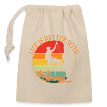 Life is Better with Rock Climbing - Closable cotton gift bag (14x20cm) - nature - Front