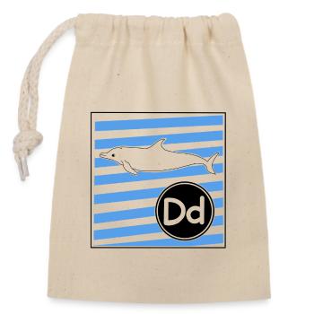 D for Dolphin Letters Learning in Primary School - Closable cotton gift bag (14x20cm) - nature - Front