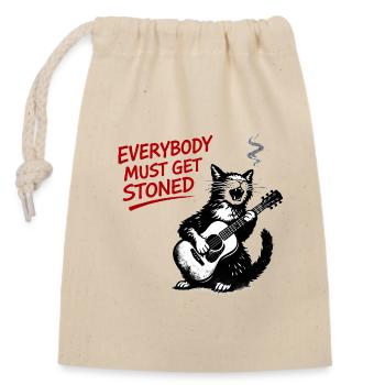 Katzenrock Stoned Guitar Cat - Verschließbarer Geschenkbeutel aus Baumwolle (14x20cm) - Natur - Vorne