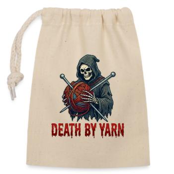 Death by Yarn Grim Reaper - Closable cotton gift bag (14x20cm) - nature - Front