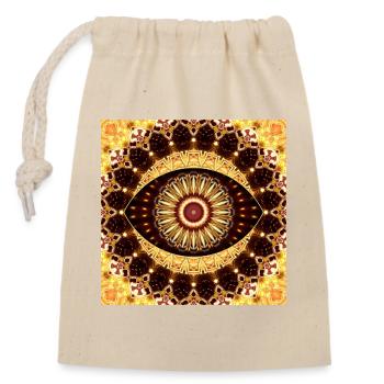 Kaléidoscope Mandala Tons d’or - Sac cadeau en coton avec cordon (14 x 20 cm) - nature - Devant