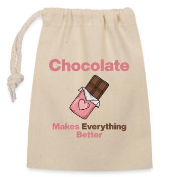 Le chocolat rend tout meilleur - Sac cadeau en coton avec cordon (14 x 20 cm) - nature - Devant