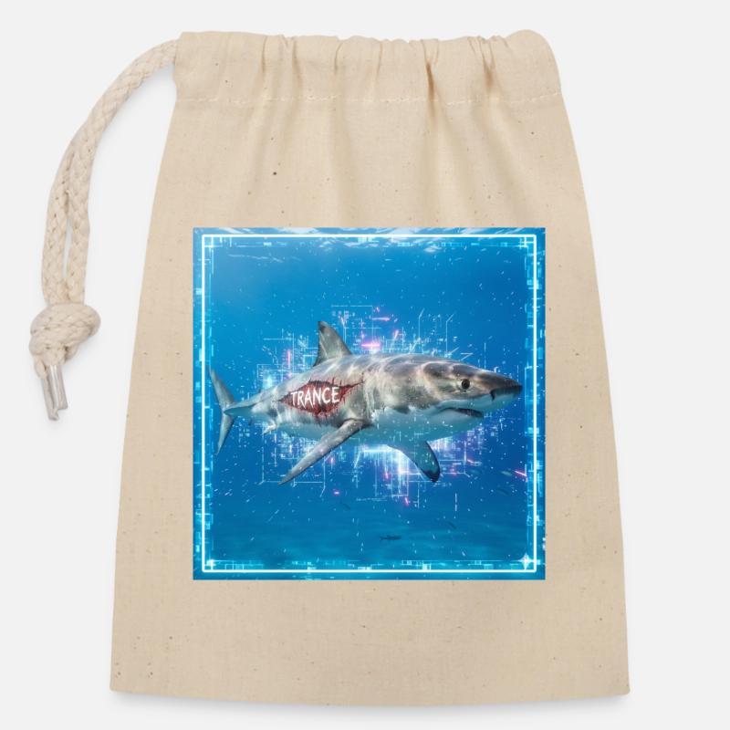 Trance Shark - Closable cotton gift bag (14x20cm) - nature