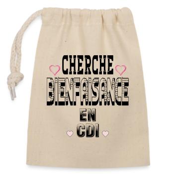 Cherche Bienfaisance en CDI - Sac cadeau en coton avec cordon (14 x 20 cm) - nature - Devant