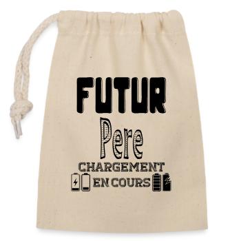 Futur Père Chargement En Cours - Sac cadeau en coton avec cordon (14 x 20 cm) - nature - Devant
