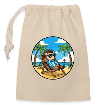 Coole Hedgehog Beach Vacation Summer Vibes - Verschließbarer Geschenkbeutel aus Baumwolle (14x20cm) - Natur - Vorne