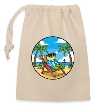 Cool Frog Beach Vacation Summer Vibes - Verschließbarer Geschenkbeutel aus Baumwolle (14x20cm) - Natur - Vorne