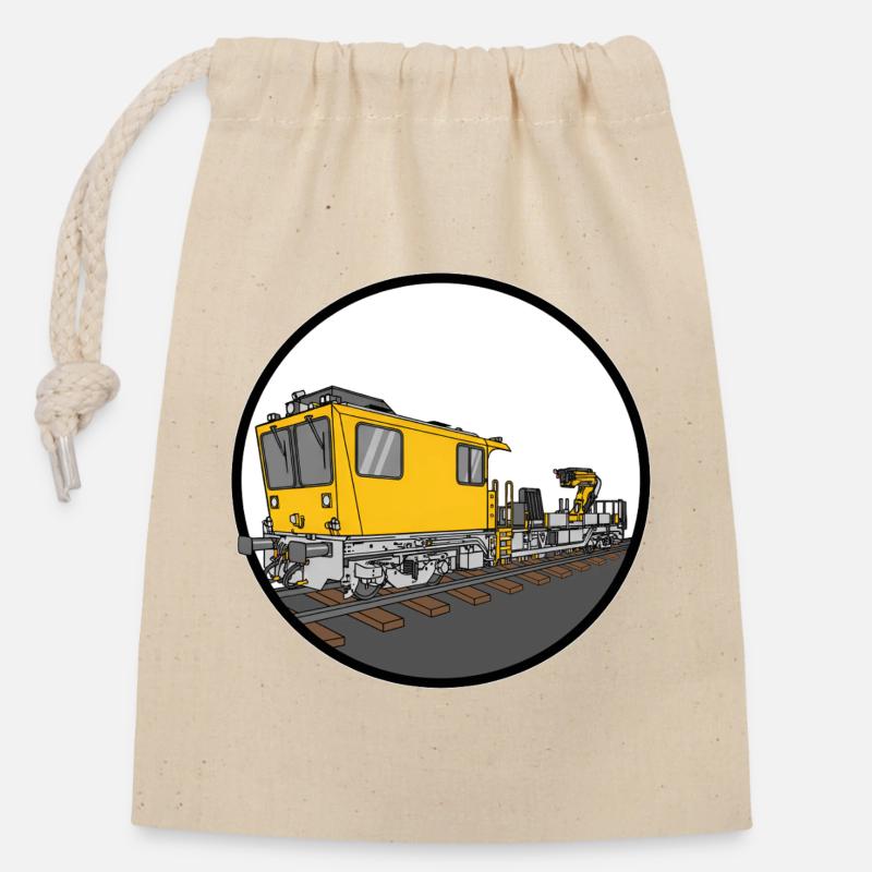GAF Gleisarbeitsfahrzeug Gleisbauer - Verschließbarer Geschenkbeutel aus Baumwolle (14x20cm) - Natur