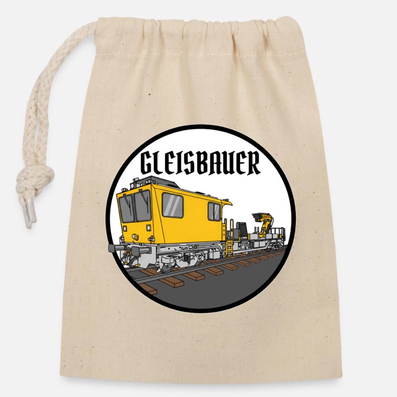 GAF Gleisarbeitsfahrzeug Gleisbauer - Verschließbarer Geschenkbeutel aus Baumwolle (14x20cm) - Natur