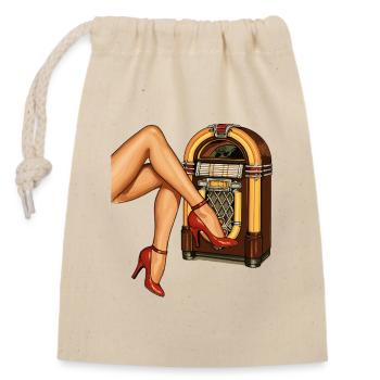 Rockabilly des années 50 Talons Épinglés Jambes Épinglées Jukebox Rétro - Sac cadeau en coton avec cordon (14 x 20 cm) - nature - Devant