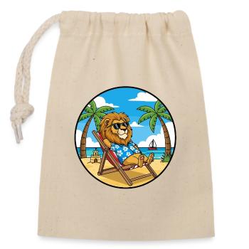 Coole Lion Beach Urlaubs-Sommerstimmung - Verschließbarer Geschenkbeutel aus Baumwolle (14x20cm) - Natur - Vorne