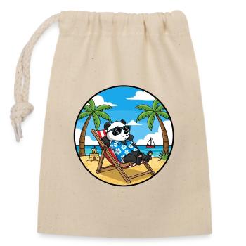 Coole Panda Beach Vacation Summer Vibes - Verschließbarer Geschenkbeutel aus Baumwolle (14x20cm) - Natur - Vorne