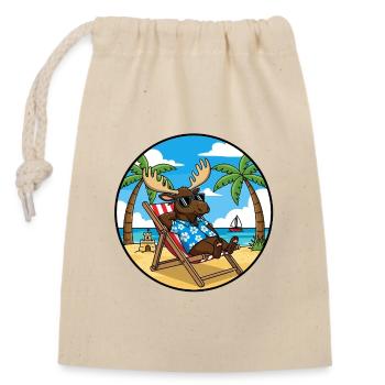 Coole Moose Beach Vacation Summer Vibes - Verschließbarer Geschenkbeutel aus Baumwolle (14x20cm) - Natur - Vorne