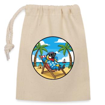 Cool Parrot Beach Vacation Summer Vibes - Verschließbarer Geschenkbeutel aus Baumwolle (14x20cm) - Natur - Vorne