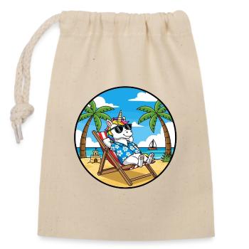 Coole Unicorn Beach Vacation Summer Vibes - Verschließbarer Geschenkbeutel aus Baumwolle (14x20cm) - Natur - Vorne