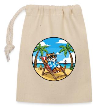 Coole Tiger Beach Vacation Sommer-Vibes - Verschließbarer Geschenkbeutel aus Baumwolle (14x20cm) - Natur - Vorne