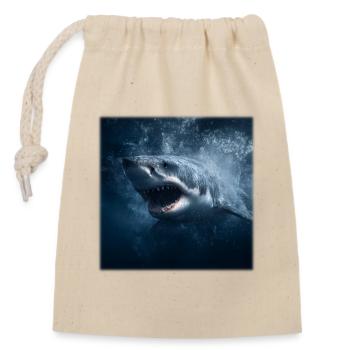 Great White Shark Attack Ocean Design Predator - Closable cotton gift bag (14x20cm) - nature - Front