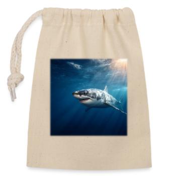 Great White Shark in Sunlight Ocean Design - Closable cotton gift bag (14x20cm) - nature - Front