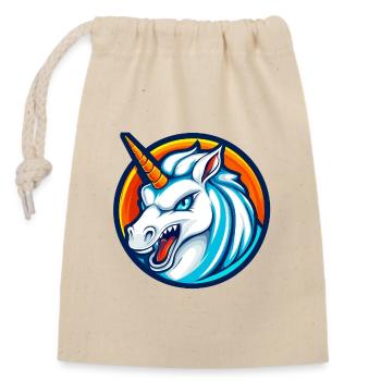 Savage Unicorn Esports Mascot Logo - Closable cotton gift bag (14x20cm) - nature - Front