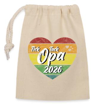 Tick Tack Opa 2026 werdender Uropa 2026 retro - Verschließbarer Geschenkbeutel aus Baumwolle (14x20cm) - Natur - Vorne