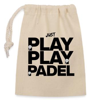 Jouez simplement au Padel – Feu sur le terrain ! Écrase-le ! - Sac cadeau en coton avec cordon (14 x 20 cm) - nature - Devant