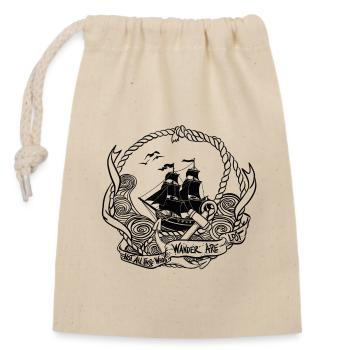 Piratenschiff im Seilkreis - Verschließbarer Geschenkbeutel aus Baumwolle (14x20cm) - Natur - Vorne