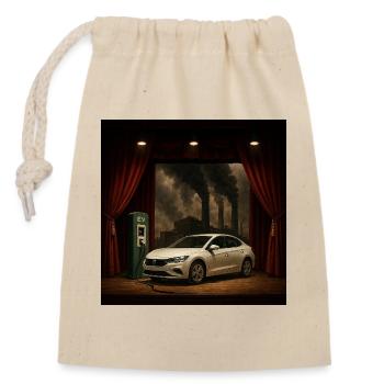Voiture électrique sur la scène de la fumée - Sac cadeau en coton avec cordon (14 x 20 cm) - nature - Devant