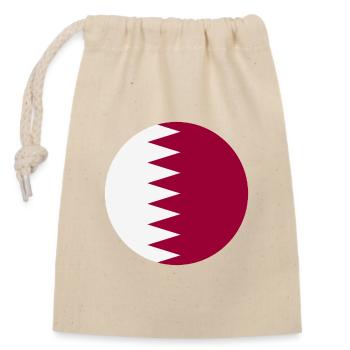 Qatar round flag - Closable cotton gift bag (14x20cm) - nature - Front
