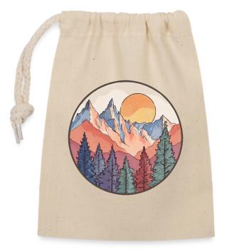Montagne au coucher de soleil – Motif nature - Sac cadeau en coton avec cordon (14 x 20 cm) - nature - Devant