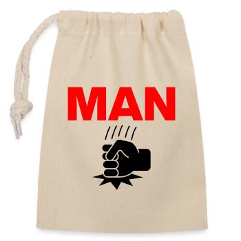 Man Punch – Power Fist! Harald, Reality, Meme - Closable cotton gift bag (14x20cm) - nature - Front