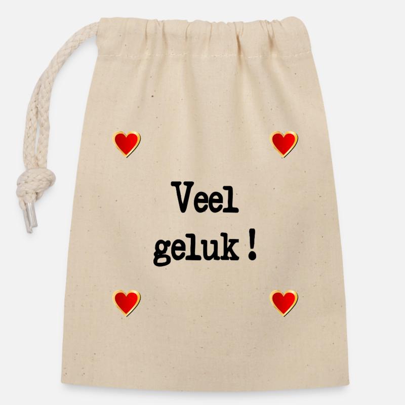Adieu bonne chance - Sac cadeau en coton avec cordon (14 x 20 cm) - nature