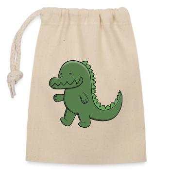 Niedlicher grüner Alligator fröhlicher Kawaii-Krokodil - Verschließbarer Geschenkbeutel aus Baumwolle (14x20cm) - Natur - Vorne