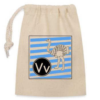 V pour Bouquet d’oiseaux - Sac cadeau en coton avec cordon (14 x 20 cm) - nature - Devant