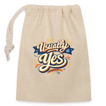 Usually Yes Retro Script - Verschließbarer Geschenkbeutel aus Baumwolle (14x20cm) - Natur - Vorne
