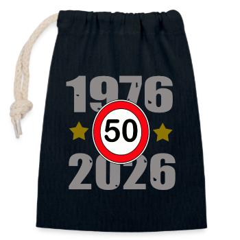 50th anniversary 1976-2026 - Closable cotton gift bag (14x20cm) - navy - Front