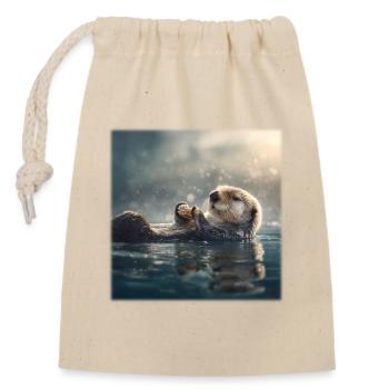 Cute Sea Otter: Relaxing on the Water - Closable cotton gift bag (14x20cm) - nature - Front