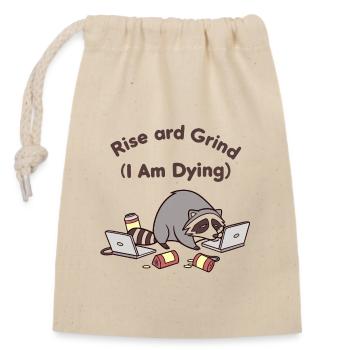 Stand Up Hustle and Grind Raccoon Shirt - Closable cotton gift bag (14x20cm) - nature - Front