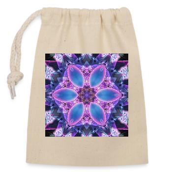 Neon-Lotus Kaleidoskop - Verschließbarer Geschenkbeutel aus Baumwolle (14x20cm) - Natur - Vorne